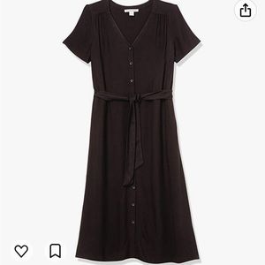 Amazon Essentials Women's Short-Sleeve Midi Button Front Tie Dress